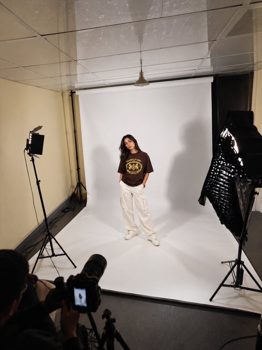 Control campaign set with model and studio lights